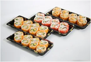 8 zalm, 8 garnaal, 8 pittige kip, 8 krokante kip