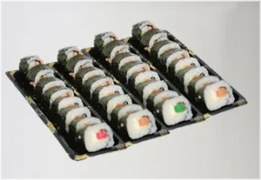 8 kiprol, 8 zalm avocado rol, 8 palingrol, 8 zeewierrol